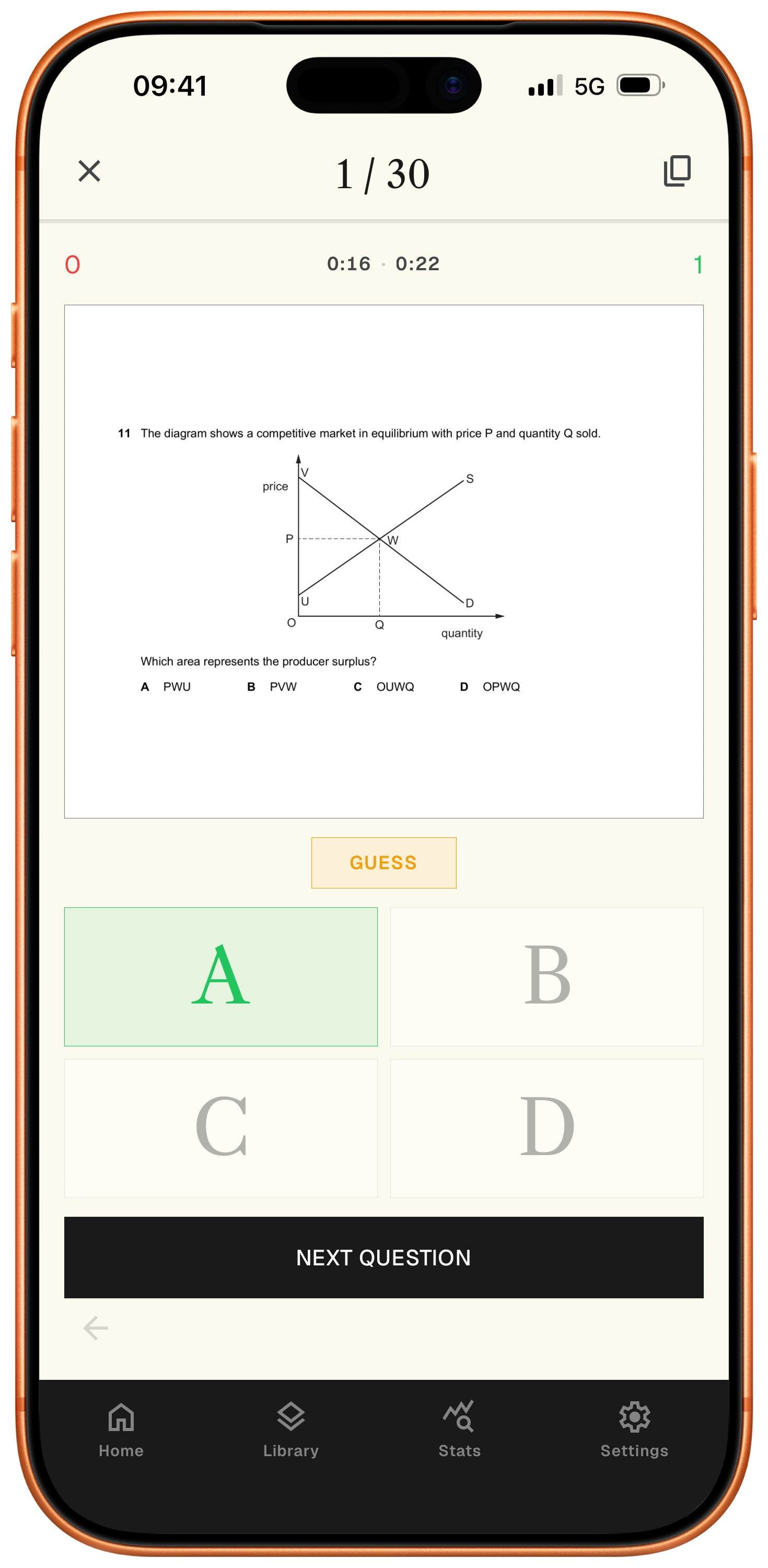 Revlo showing a Cambridge AS Economics multiple-choice question with an answer selected and instant feedback.