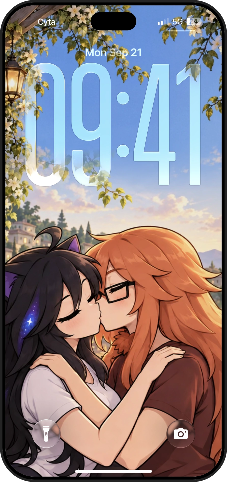 About time wallpaper on an iPhone